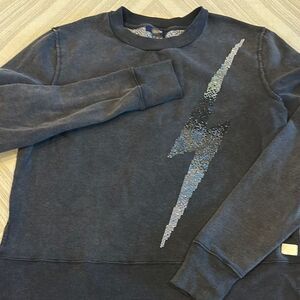 Butter Women’s Charcoal Grey Sweatshirt with Sequin Lightning Bolt + Thumbholes